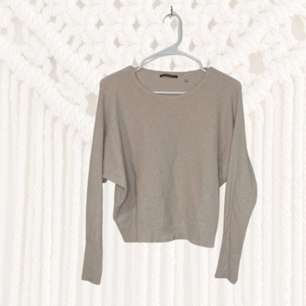 Cream Beige‎ Tahari Knit Sweater XL T Tahari Crop